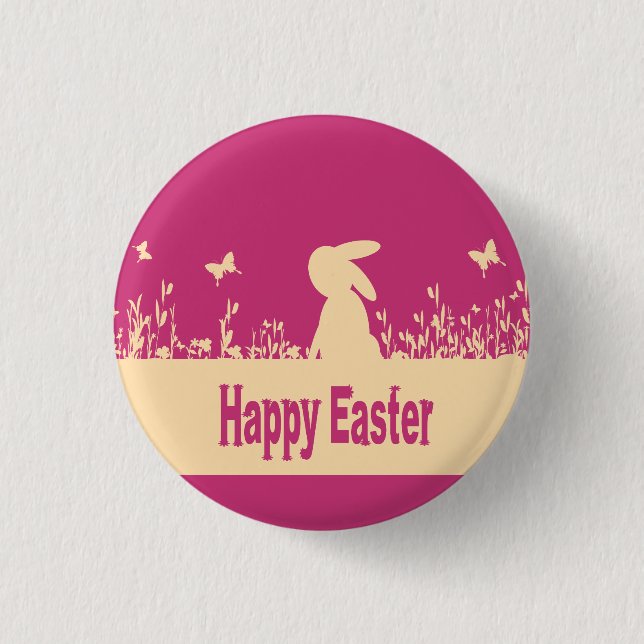 Frohe Ostern, verträumter Hase Button (Vorderseite)