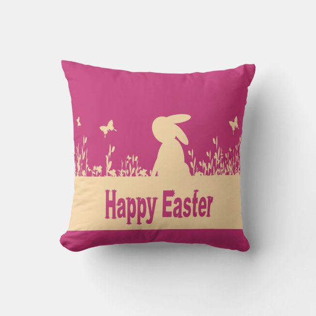 Frohe Ostern, verträumter Hase Kissen (Vorderseite)
