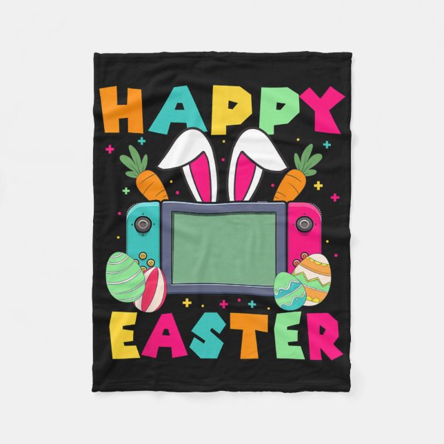 Frohe Ostern Videospiel Hase Gaming Controller Ga Fleecedecke (Vorderseite)
