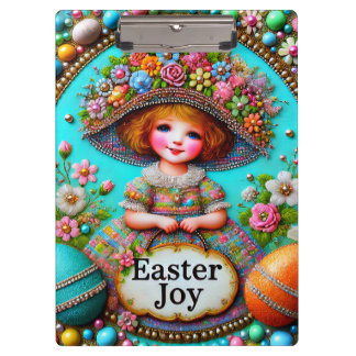 FROHE OSTERN ~ Vintage Girl Eier ~ Klemmbrett