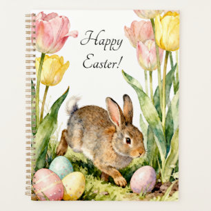 Frohe Ostern Vintage-Hase Eier & Frühlingsblumen Planer