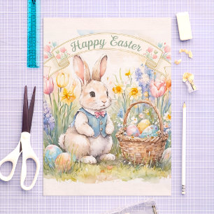 Frohe Ostern Vintage Hase Seidenpapier