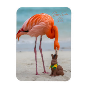 Frohe Ostern von Florida Flamingo am Strand Magnet