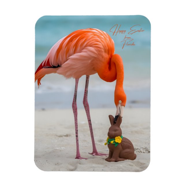 Frohe Ostern von Florida Flamingo am Strand Magnet (Vertikal)