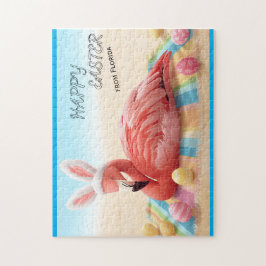 Frohe Ostern von Florida Flamingo Bunny am Strand