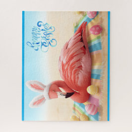 Frohe Ostern von Florida Flamingo Bunny am Strand