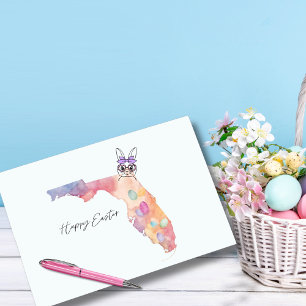 Frohe Ostern von Florida Pastell-Eiern und Hase Feiertagskarte
