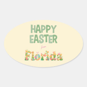 Frohe Ostern von Florida Pastellblumen Ovaler Aufkleber