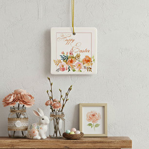 Frohe Ostern Wasserfarbe floral Keramikornament