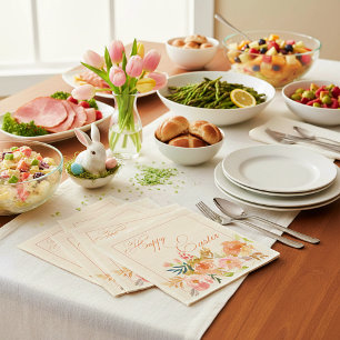 Frohe Ostern Wasserfarbe floral Serviette
