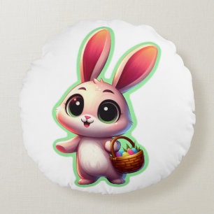 Frohe Ostern Wasserfarben-Hase Rundes Kissen