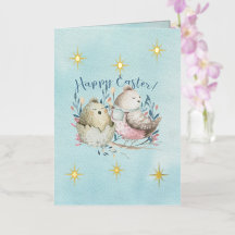 Frohe Ostern Wasserfarben Vögel im Vintage-Stil