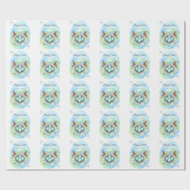 Frohe Ostern Wasserfarbenkarte Geschenkpapier (Flach)