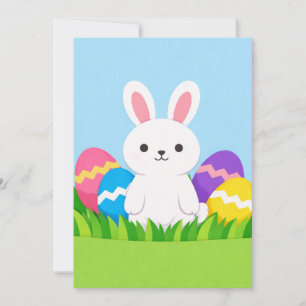 Frohe Ostern Weißer Hase Ostereier Blauer Himmel Feiertagskarte