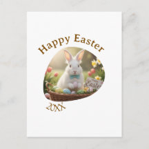 Frohe Ostern weißes Kaninchen Jahr Foto Familienna