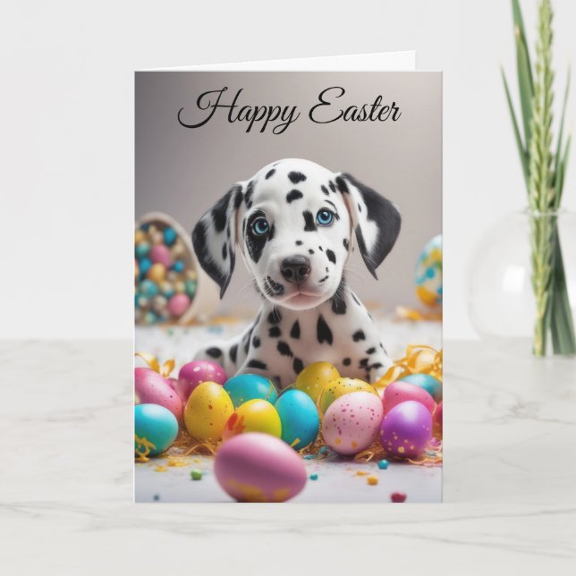 Frohe Ostern Welpe Feiertagskarte (Vorderseite)