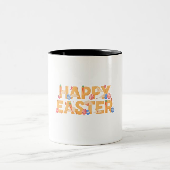 Frohe Ostern Zweifarbige Tasse (Mittel)