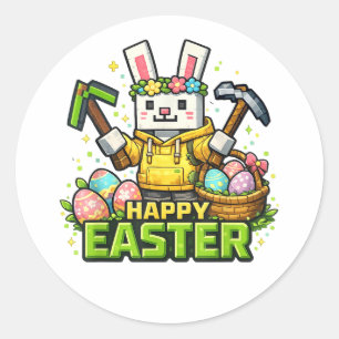 Frohe Ostertag Hase Ei Gamer Video  Runder Aufkleber