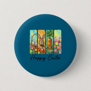 Frohe Ostertag Hase Eier Korb Eiersuche lustig Button