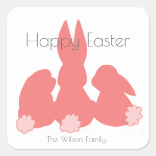 Frohe Osterzeit Niedliche Bunne Personalisierter Quadratischer Aufkleber