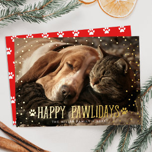 Frohe Pawlidays Haustierfoto Folien Feiertagskarte