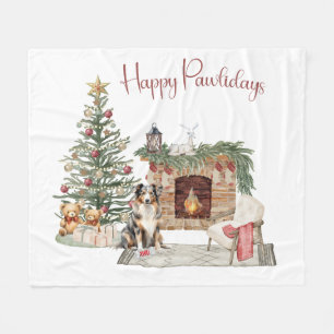 Frohe Pawlidays Hunde-Design - Australian Shepherd Fleecedecke