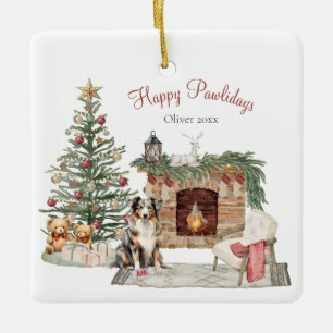 Frohe Pawlidays Hunde-Design - Australian Shepherd Keramikornament