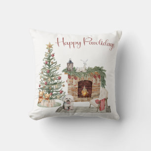 Frohe Pawlidays Hunde-Design - Bichon Frise Kissen