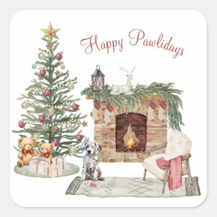 Frohe Pawlidays Hunde-Design - Dalmatiner Quadratischer Aufkleber
