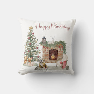 Frohe Pawlidays Hunde-Design - Englische Bulldogge Kissen