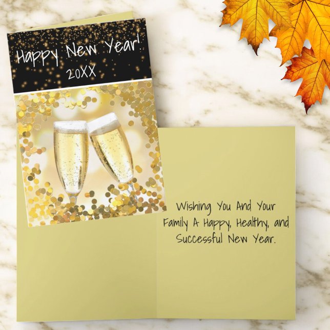 Frohe Personalisierte Karte des neuen Jahres (custom text greeting card cover and inside greeting)