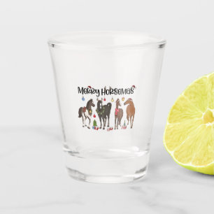 Frohe Pferde-Weihnachten Pferde-Blumen-Weihnachten Schnapsglas