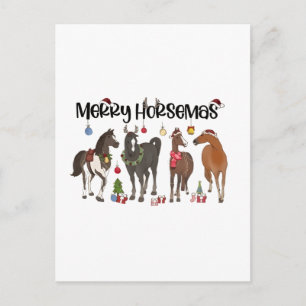 Frohe Pferdeweihnachtsblume Weihnachten Equine Ankündigungspostkarte