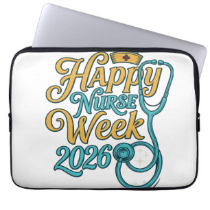 Frohe Pflegerwoche 2026 Stethoskop-Shirt-Design_1 Laptopschutzhülle
