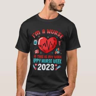 Frohe Pflegwoche Krankenpflege Herzschlag Scrub IC T-Shirt