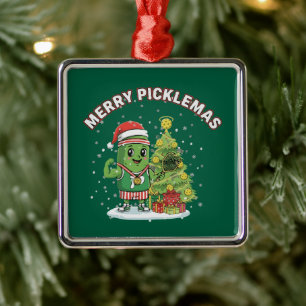Frohe Picklemas Lustiger Pickleball Meister Ornament Aus Metall