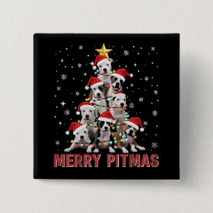 Frohe Pitmas Pitbull-Hund Baum hässliches Weihnach Button