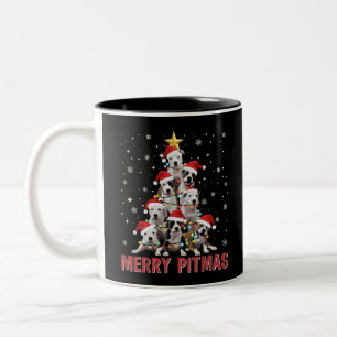 Frohe Pitmas Pitbull Hund Baum hässliches Weihnach Zweifarbige Tasse