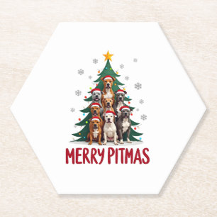 Frohe Pitmas Pitbull Hund hässlicher Weihnachtspul Untersetzer
