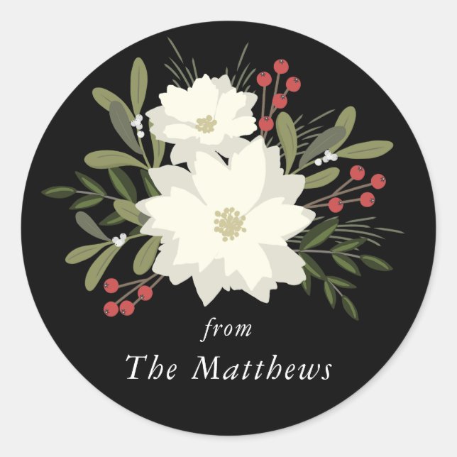 Frohe Poinsettia - Weihnachten Stickerl Runder Aufkleber (Vorderseite)