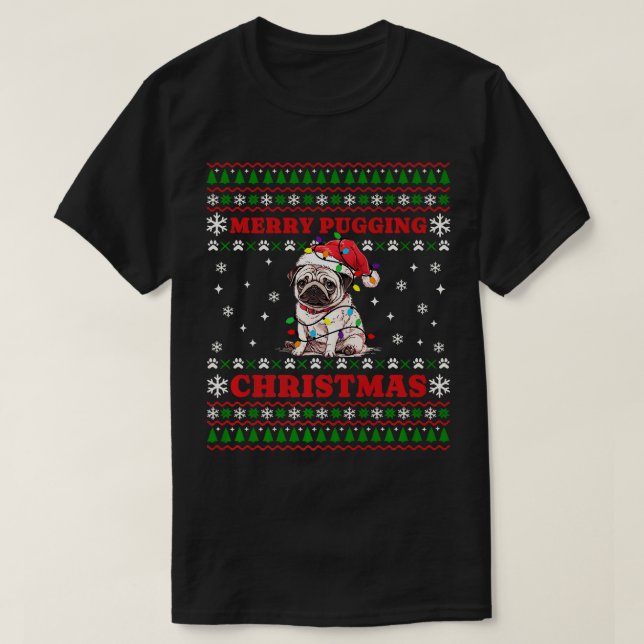 Frohe Pugging Weihnachts-Mops Weihnachten Weihnach T-Shirt (Design vorne)