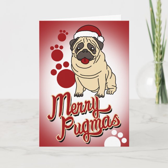 Frohe Pugmas! Feiertagskarte (Vorderseite)