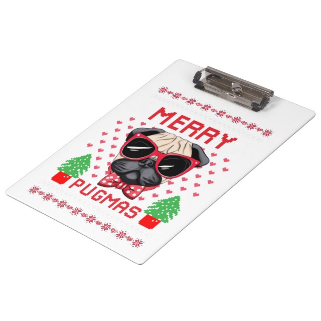 Frohe Pugmas! Klemmbrett\ Klemmbrett (Schrägansicht)