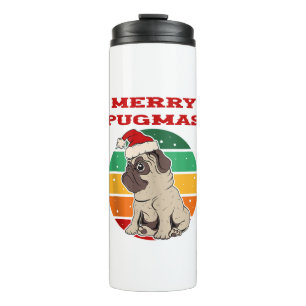 Frohe Pugmas, lustiger Mops, Weihnachtshund, Weihn Thermosbecher
