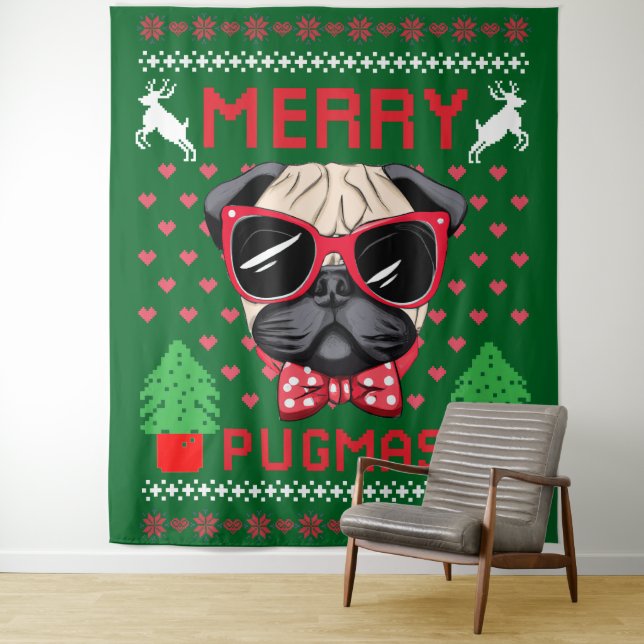 Frohe Pugmas! Wandteppich (Beispiel)