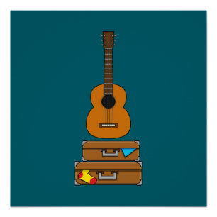 Frohe Reise mit Gepäck und Gitarre  Poster