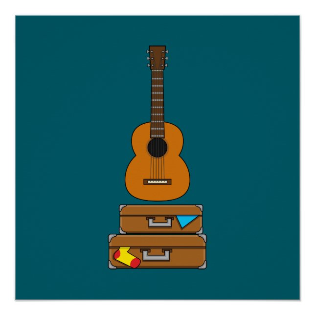 Frohe Reise mit Gepäck und Gitarre  Poster (Vorderseite)
