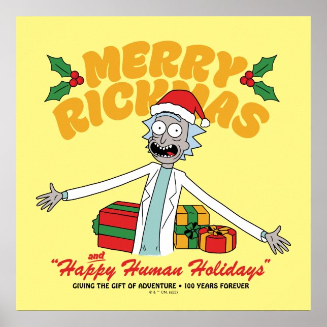 Frohe Rickmas und glückliche menschliche Ferien Poster (Vorne)