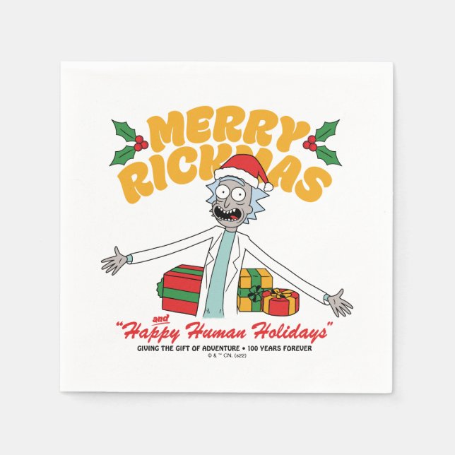 Frohe Rickmas und glückliche menschliche Ferien Serviette (Vorderseite)