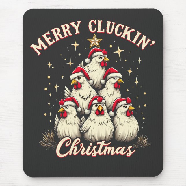 Frohe Schläge Weihnachts Funny Chicken Roosters Mousepad (Vorne)